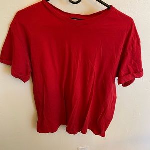 Red tee shirt sleeve
